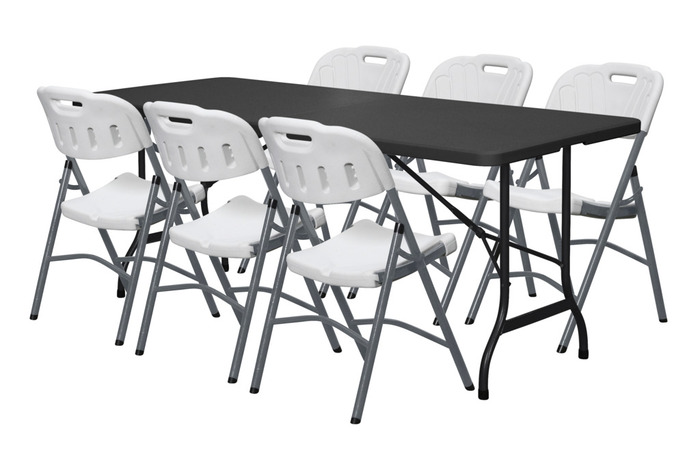Sammenleggbart bord metall/plast 180 x 75 cm svart